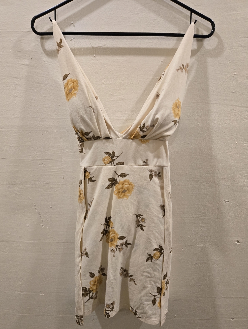 Floral V-Neck Romper with Yellow Roses